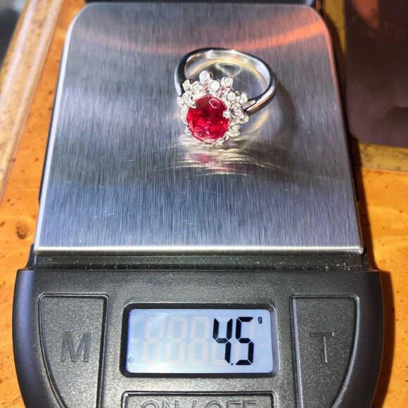 Lab Created Red Sapphire Sterling Silver Cocktail Ring - Picture 9 of 9